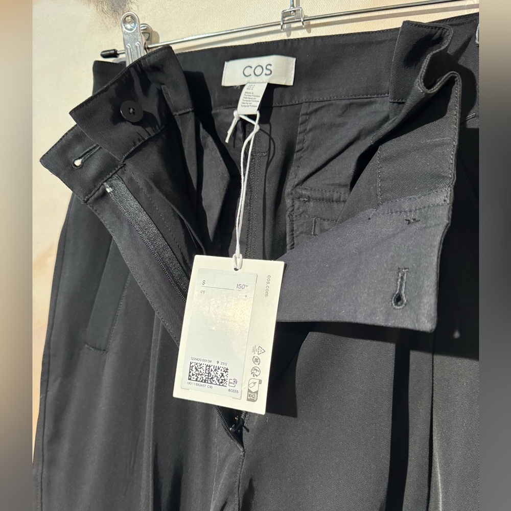 COS - NWT Paperbag Utility Trousers Black Wide-Leg Cargo Trousers 4 Small - Picture 6 of 7